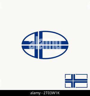 Logo design graphic concept creative abstract premium vector stock Iceland flag on line ellipse negative space. Related UK country brexit europe badge Stock Vector