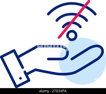 Hand and no wifi symbol. Pixel perfect icon Stock Vector
