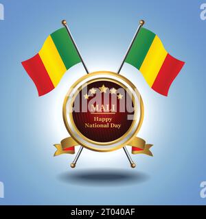 Small National flag of  Mali on Circle With garadasi blue background Stock Vector