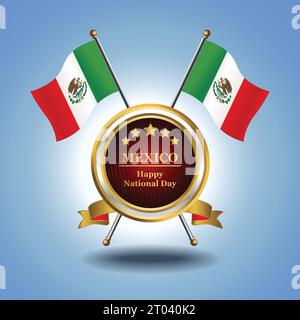 Small National flag of  Mexico on Circle With garadasi blue background Stock Vector