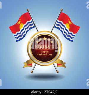 Small National flag of  Kiribati on Circle With garadasi blue background Stock Vector