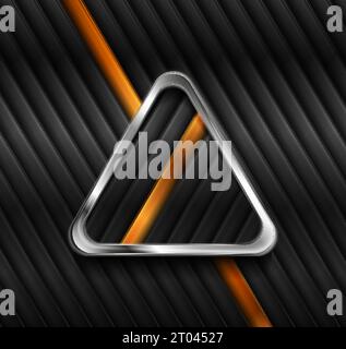 Metallic triangle and glossy stripes abstract background. Technology geometric vector background Stock Vector