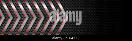 Metallic arrows on dark perforated background vector banner design Stock Vector