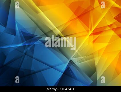 Glossy blue orange abstract low poly technology background. Geometry vector design Stock Vector