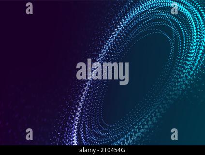 Neon round flowing futuristic particles abstract hi-tech background. Vector design Stock Vector