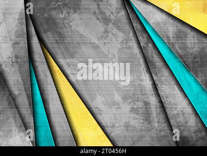 Blue yellow grey abstract grunge corporate background. Vector design Stock Vector