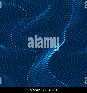 Futuristic refracted dotted lines waves abstract technology background. Vector illustration Stock Vector