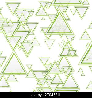 Grey and green triangles abstract geometric background. Bright tech futuristic vector design Stock Vector