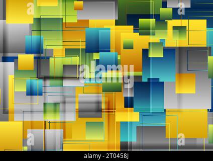 Colorful glossy squares abstract technology vector background Stock Vector