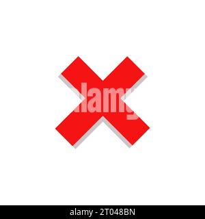 Red cross sign vector design. rejection symbol. Stock Vector