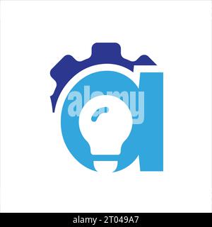 Creative a letter logo design vector. Tech, setting, light, bulb Stock Vector