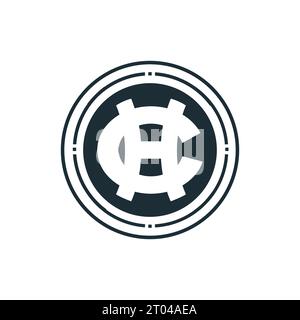 C or ch letter logo, cryptocurrency logo design Stock Vector