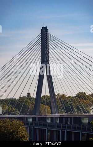 detail of the Świętokrzyski or Holy Cross Bridge, Warsaw, Poland Stock Photo