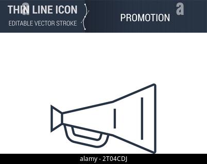 Symbol of Promotion Thin Line Icon of Advertising Media. Stroke Pictogram Graphic Suitable for Infographics. Editable Vector Stroke. Premium Mono Line Stock Vector