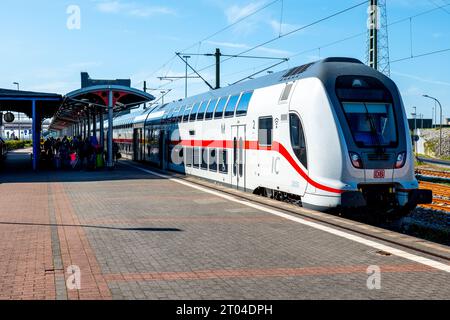 Emden, Germany,10.02.2023: New ic train from the Deutsche Bahn in Emden station, Germany Stock Photo