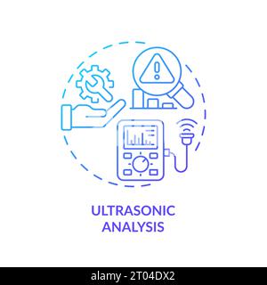 2D gradient thin linear icon ultrasonic analysis concept Stock Vector