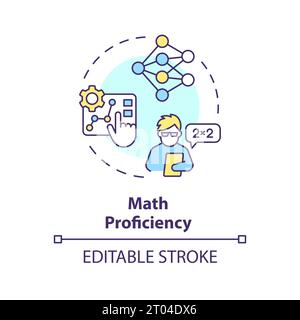 2D colorful thin line icon math proficiency concept Stock Vector