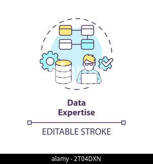 2D colorful thin line data expertise icon concept Stock Vector