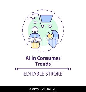 2D colorful thin linear icon AI in consumer trends concept Stock Vector