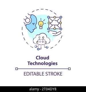 2D colorful thin line icon cloud technologies concept Stock Vector