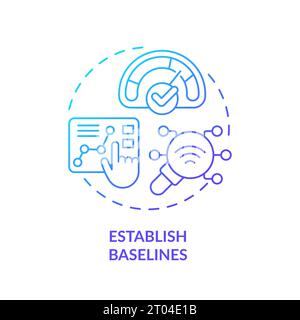 2D gradient thin linear icon establish baselines concept Stock Vector