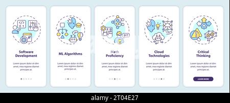 Walkthrough AI engineer with line icons concept Stock Vector