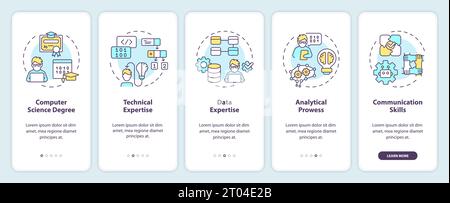 Walkthrough AI engineer with icons concept Stock Vector