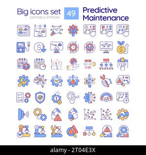 Colorul big line icons representing predictive maintenance Stock Vector