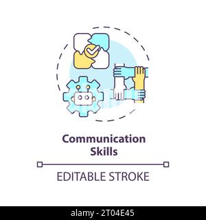 2D colorful thin linear icon communication skills concept Stock Vector