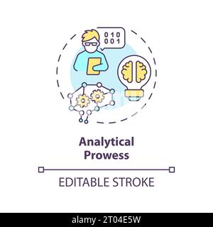 2D colorful thin linear icon analytical prowess concept Stock Vector