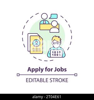 2D colorful thin line apply for jobs icon concept Stock Vector
