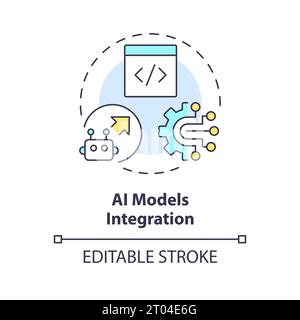 Colorful thin line icon AI models integration concept Stock Vector