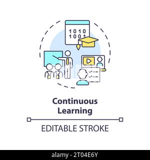 2D colorful thin linear icon continuous learning concept Stock Vector