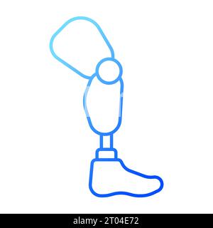 2D thin line gradient prosthetic leg icon Stock Vector