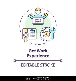 2D thin linear icon get work experience concept Stock Vector