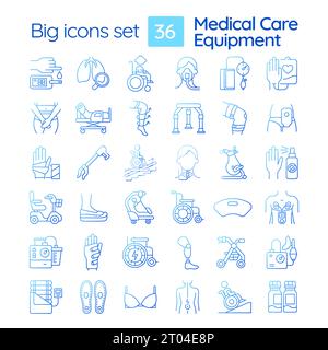 2D gradient medical equipment icons set Stock Vector