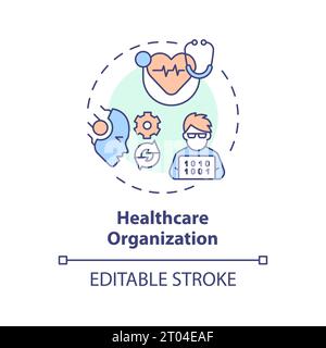 2D colorful thin line icon healthcare organization concept Stock Vector