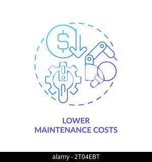 2D thin gradient icon lower maintenance costs concept Stock Vector