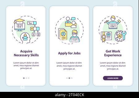 Multicolor walkthrough AI engineer linear icons Stock Vector