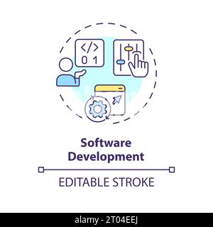 2D colorful thin linear icon software development concept Stock Vector