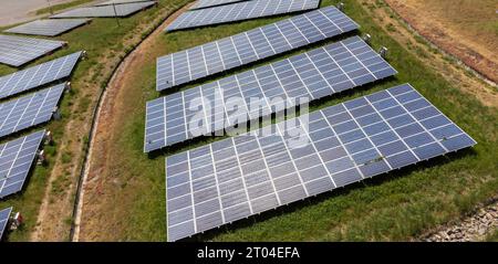 solar panels on the field Stock Photo