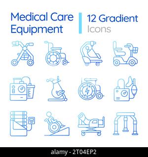 2D gradient medical equipment icons pack Stock Vector