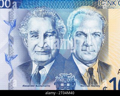 Alexander Bustamante and Norman Manley a portrait from Jamaican money - dollar Stock Photo