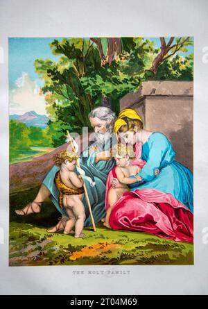 Nineteenth century Victorian Bible story illustration in Chromo-Lithography, The Holy Family Stock Photo