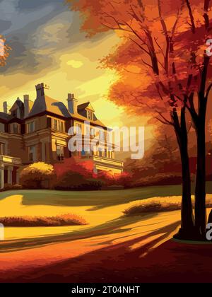 Castle in garden scene illustration Stock Vector Image & Art - Alamy