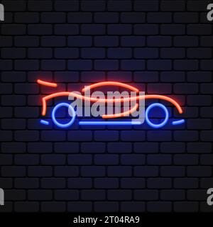 Car neon icon for web background design. Vector illustration Stock Vector