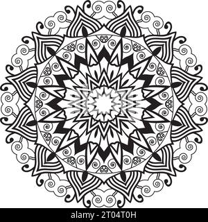 luxury lotus mandala art style with black and white color background ...