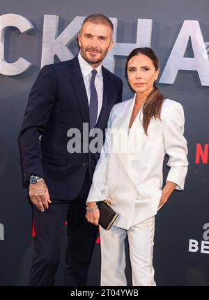 London, UK. 03 October, 2023. David Beckham and Victoria Beckham  attend the Netflix Series of the Beckham Premiere Arrivals at Curzons Mayfair in London.  Credit: S.A.M./Alamy Live News Stock Photo