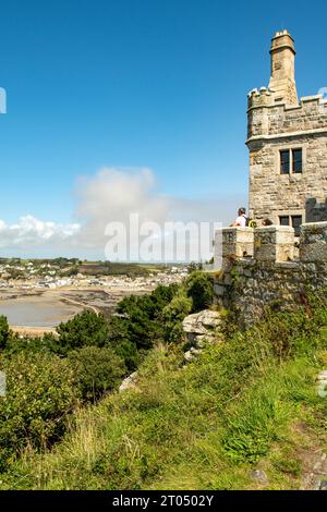 View of Marazion from St Michael's Mount, Cornwall, England Stock Photo