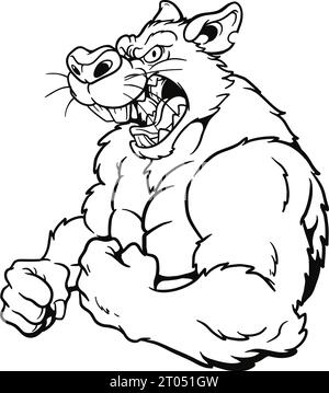 Angry rat mascot coloring page for kids and adult Stock Photo